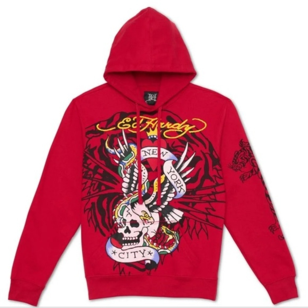 Ed Hardy Red Skull Graphic Hoodie